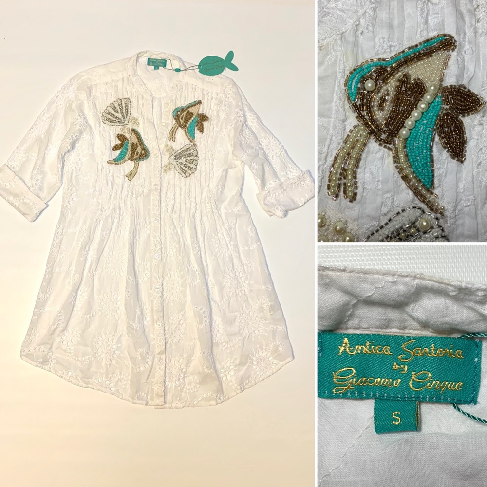 Antica Santoria eyelet top. Size S